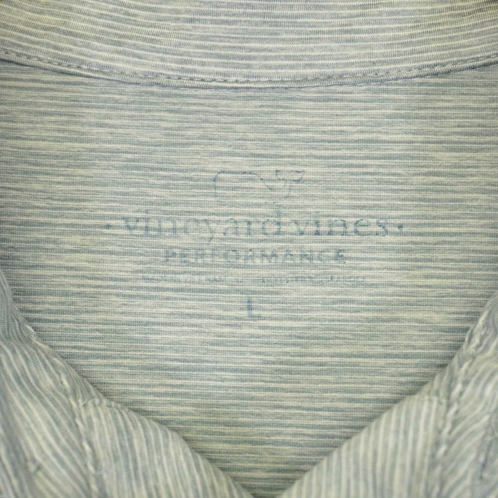 Vineyard Vines Polo Shirt Mens Large Blue Striped Performance Short Sleeve - Picture 4 of 10